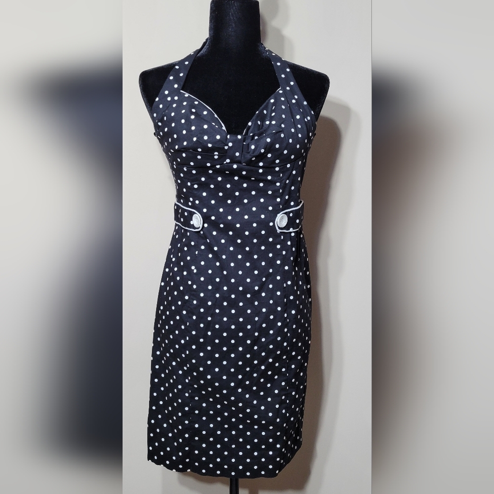 XOXO Polka Dots Sleeveless Halter Midi Dress